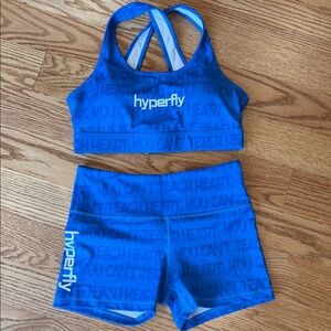 LIKE NEW Hyperfly "You Can't Teach Heart" Blue Set - Bra & Shorts - M